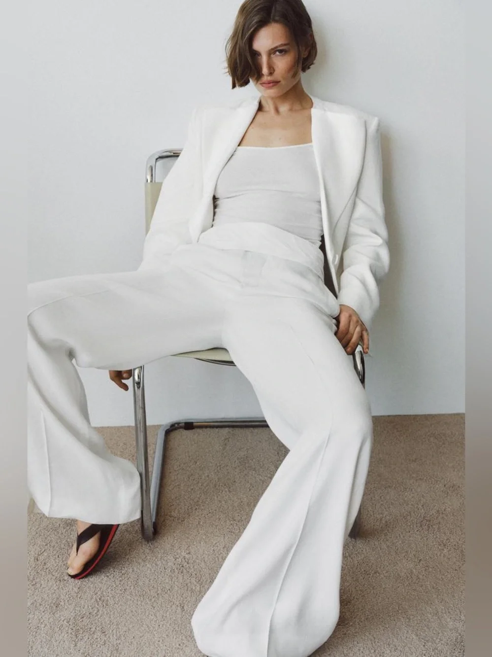 NWT. Zara ZW Collection White Linen Blend Mid-Rise Culottes. Size M, L.